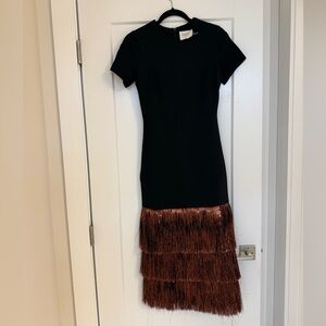 Tuckernuck Hyacinth House Black Dress w Fringe XS
